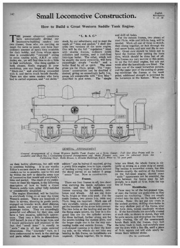 GWR Saddle tank Construction Notes